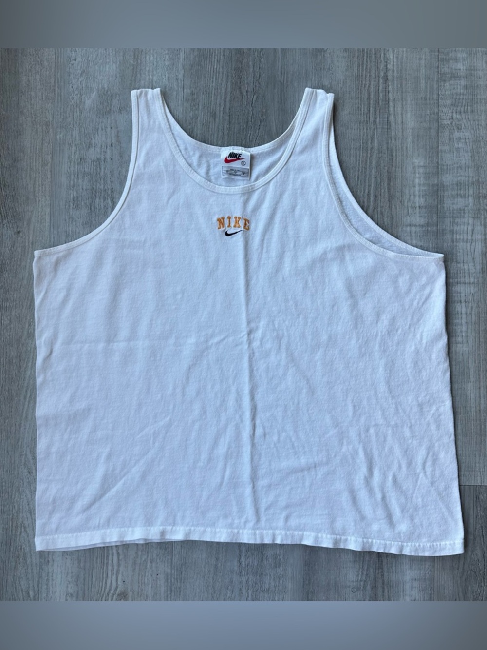 Vintage 90s Nike Center Swoosh White Tank Top Made In USA